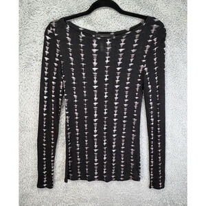 BCBG Max Top Small Azria Black White Top Modcore Officecore Minimalist Knit Y2K